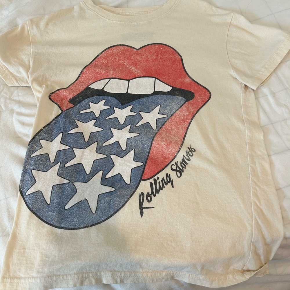 The Rolling Stones Cream and Red Short Sleeve Tee